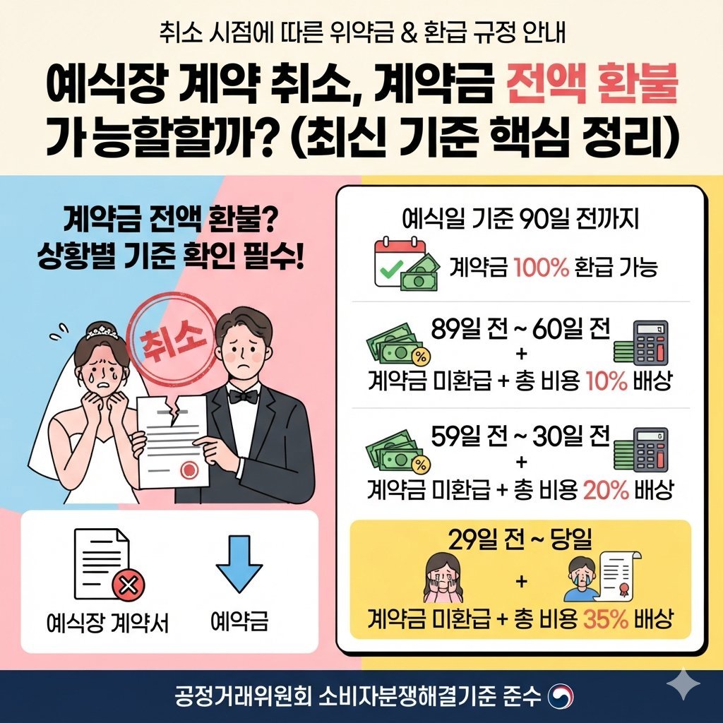 예식장 계약을 취소하면 계약금을 전부 못 받을까요